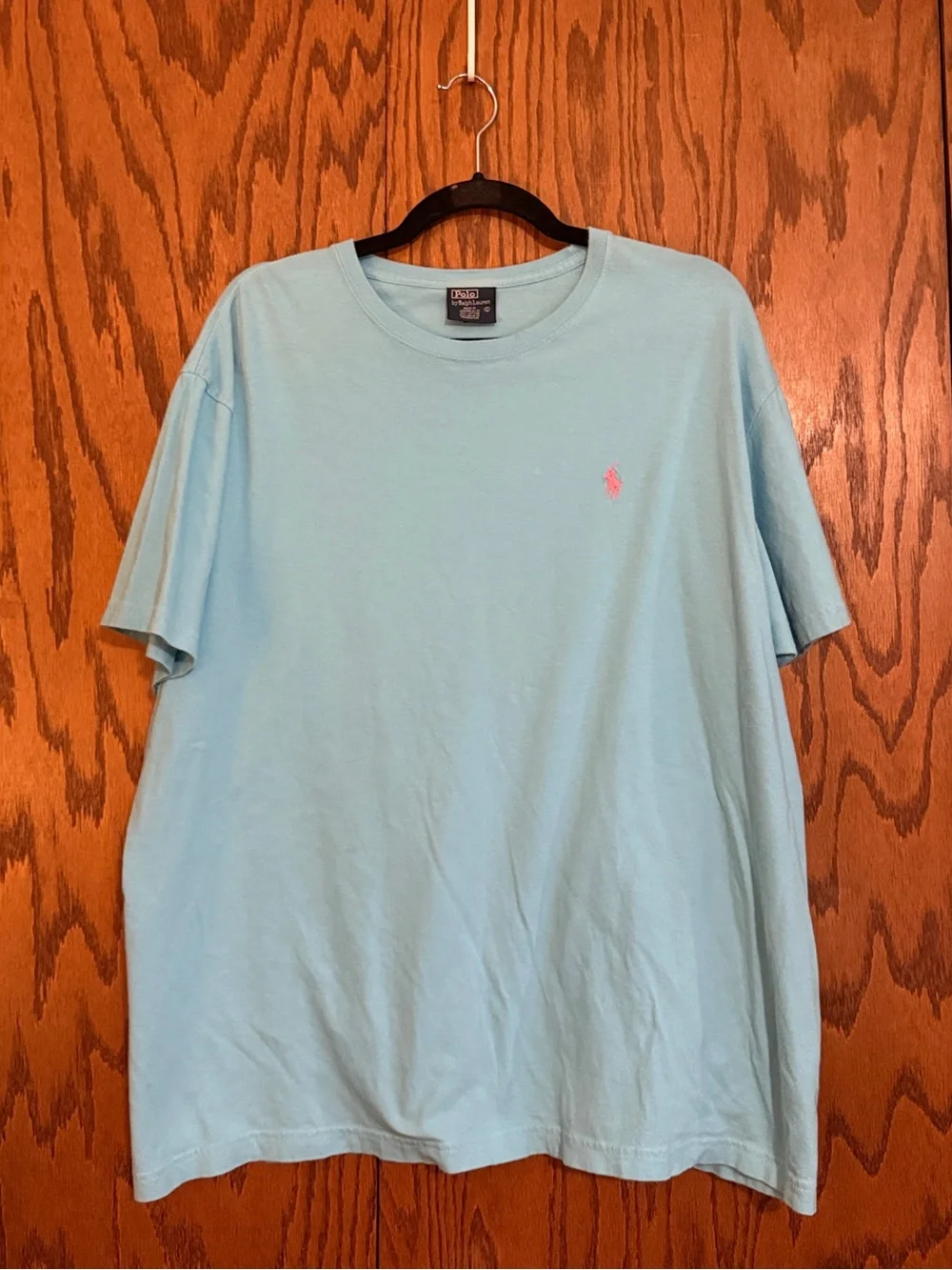 Polo Ralph Lauren Tee Large Blue 100% Cotton Pony Logo T-Shirt pink pony